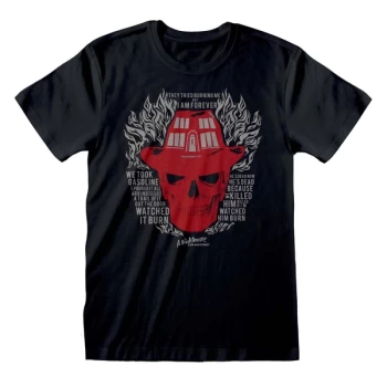 Image of Nightmare On Elm Street - Skull Flames Unisex Medium T-Shirt - Black