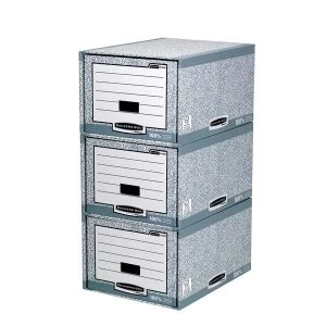 Image of Bankers Box by Fellowes System A4Foolscap Storage Drawer Stackable GreyWhite 1 x Pack of 5 Drawers