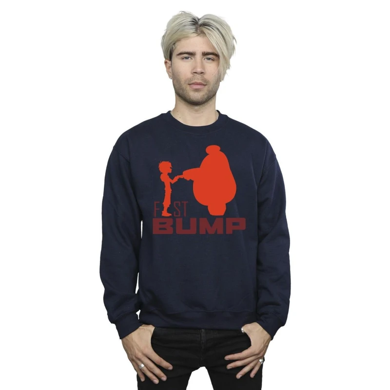 Image of Disney Men Big Hero 6 Baymax Fist Bump Cutout Sweatshirt in Navy Size: Small Navy S Male 5059934890800