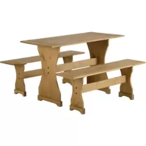 Image of Seconique Corona Mexican Pine Dinette Set Supplied with 2 Pine Benches