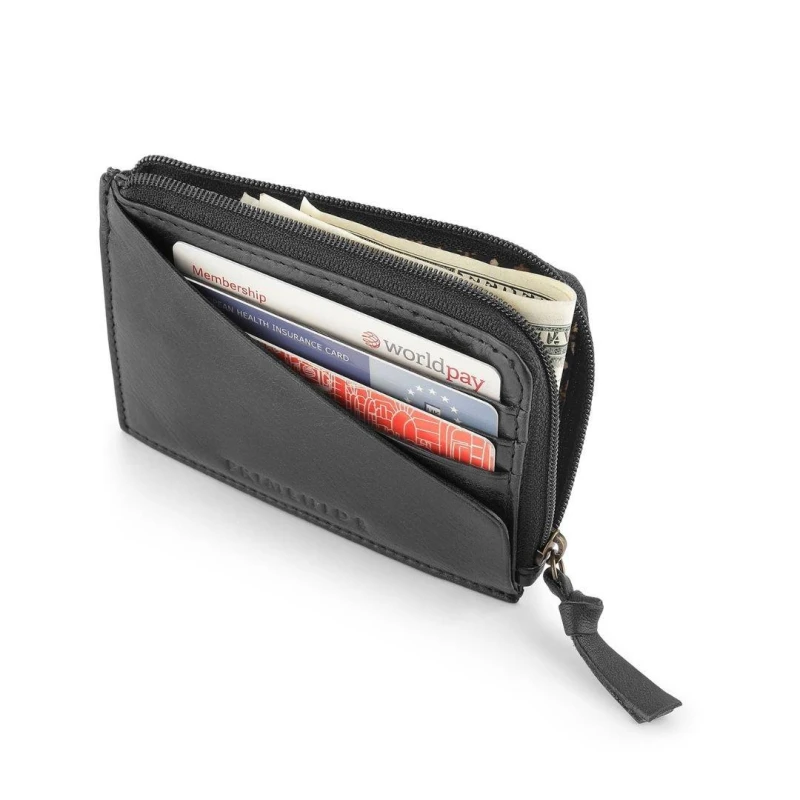 Image of PRIMEHIDE 'Washed Cancun' Leather Card Holder Black