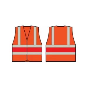 Image of Orange WCENG VEST WITH RED BAND SML - Hi Vis - Orange/Red Band - Beeswift