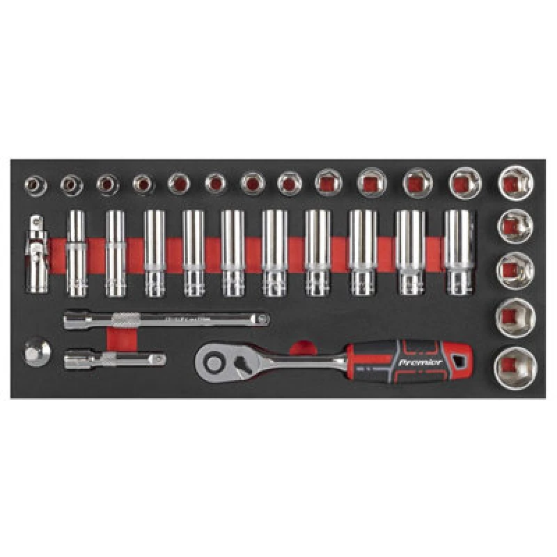 Image of Sealey 32 Piece 3/8" Drive Hexagon Socket Set in Module Tray TBT41 Drive: 3/8"