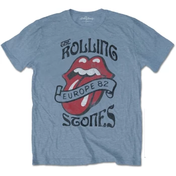 Image of The Rolling Stones - Europe '82 Tour Unisex Medium T-Shirt - Blue