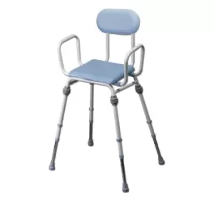 Image of NRS Healthcare Compact Easy Modular Perching Stool With Arms + Padded Back - Blue PU