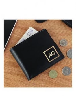 Image of Personalised Gold Initals Black Leather Wallet