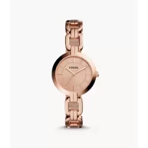 Image of Fossil Womens Kerrigan Three-Hand Rose Gold-Tone Stainless Steel Watch - Rose Gold