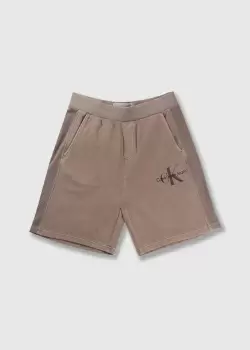 Image of Calvin Klein Mens Monologo Mineral Dye Hwk Shorts In Shitake