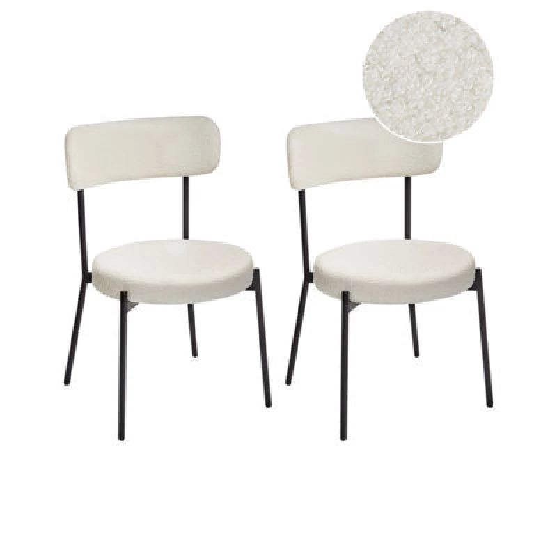 Image of Beliani Set Of 2 Dining Chairs Allison Boucle White