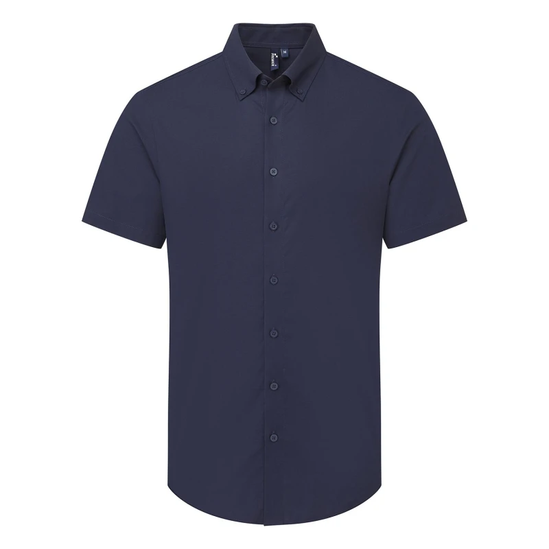 Image of Premier Premier Men Supreme Oxford Short-Sleeved Formal Shirt in Navy Size: X-Small Navy XS Male 5063750331430
