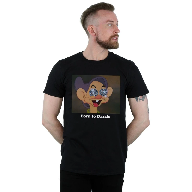 Image of Disney Men Dopey Born To Dazzle T-Shirt in Black Size: Small Black S Male 5059568791153