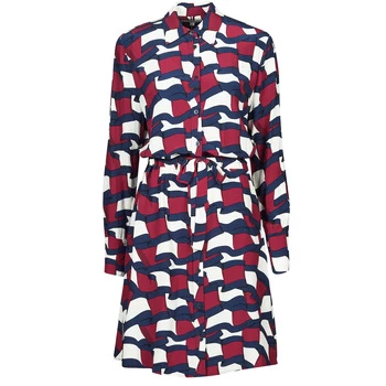 Image of Tommy Hilfiger VISCOSE KNEE SHIRT DRESS LS womens Dress in Multicolour - Sizes FR 34,FR 36,FR 38,FR 40,FR 42,FR 44