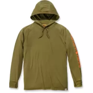 Image of Carhartt Mens Fishing Hooded Fast Drying Long Sleeve T Shirt XS - Waist 24-26' (61-66cm)