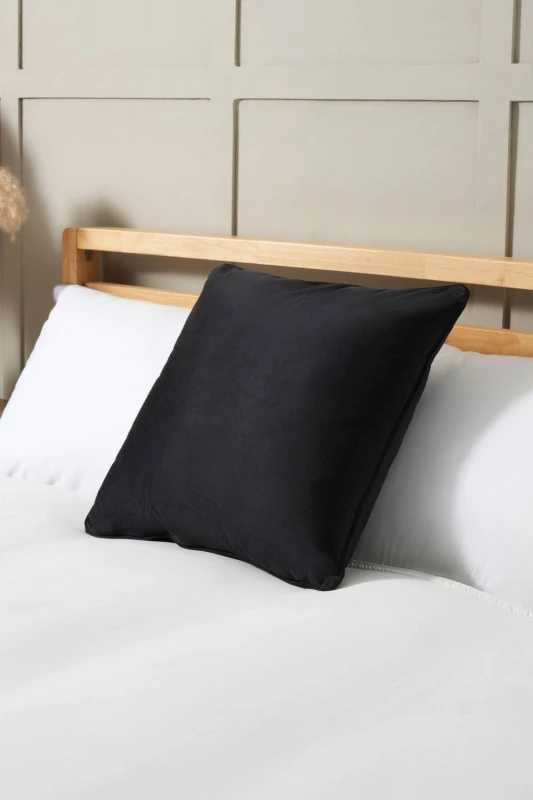 Image of BHS Small Velour Piped Cushion in Black Unisex