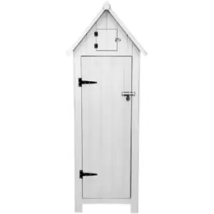 Image of Monster Shop - Wooden Garden Storage Shed White Tool Organiser Cabinet Beach Hut - White
