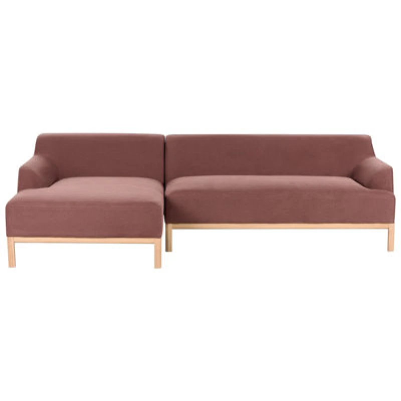 Image of Beliani Corner Sofa 3 Seater Sosjo Fabric Burgundy Right Hand