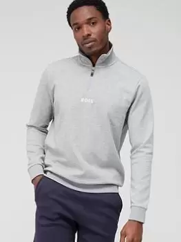 Image of BOSS Sweat 1 Quarter Zip, Light Grey, Size L, Men