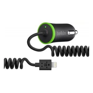 Image of Belkin F8J154BT04-BLK Lightning Car Charger with ChargeSync Cable in Black