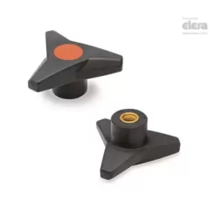 Image of ELESA Soft Three-arm knob-VB.839/80 B-M10-Soft-C2 Orange