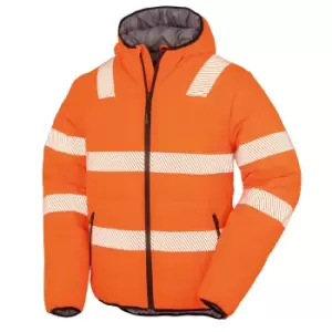 Image of Result Genuine Recycled Mens Ripstop Safety Padded Jacket (3XL) (Fluorescent Orange)