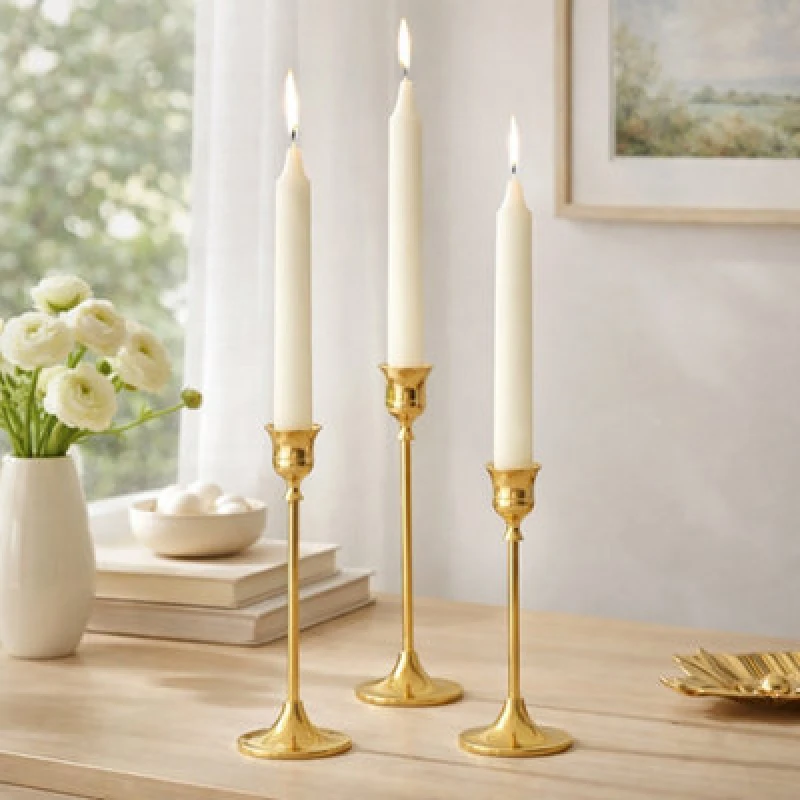 Image of Marco Paul 3Pc Dinner Candle Holder Set - Gold