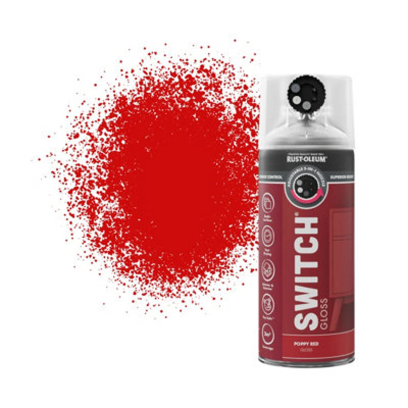 Image of RUST-OLEUM Rust-Oleum Switch Spray Paint 400ml - Gloss - Poppy Red AE0725400UK
