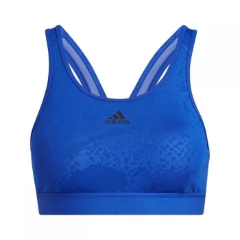 Image of adidas Believe This Medium-Support Lace Camo Workout Bra - Bold Blue