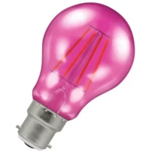 Image of Crompton Lamps LED GLS 4.5W BC-B22d Harlequin IP65 (25W Equivalent) Pink Translucent 200lm BC Bayonet B22 Outdoor Festoon Coloured Filament Light Bulb