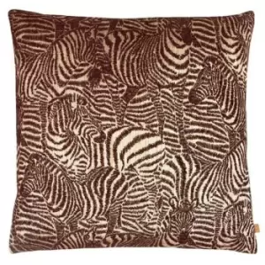 Image of Kai Hector Jacquard Zebra Cushion Cover (One Size) (Earth Brown) - Earth Brown
