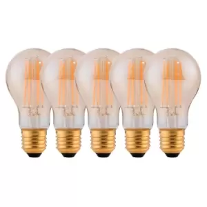Image of 8 Watts A60 E27 LED Bulb Amber Warm White Dimmable, Pack of 5