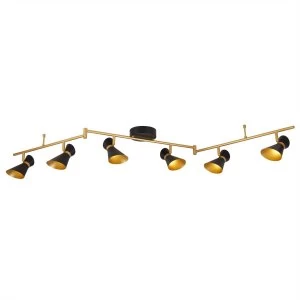 Image of LED 6 Light Spotlight Bar Matt Black, Gold
