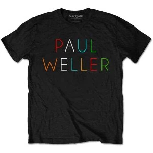 Image of Paul Weller - Multicolour Logo Mens Medium T-Shirt - Black