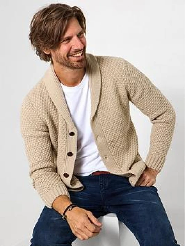 Image of Joe Browns Joe Browns Men Winter Shawl Knit Cardigan in Cream Size: Small Cream S Male 5059953343479