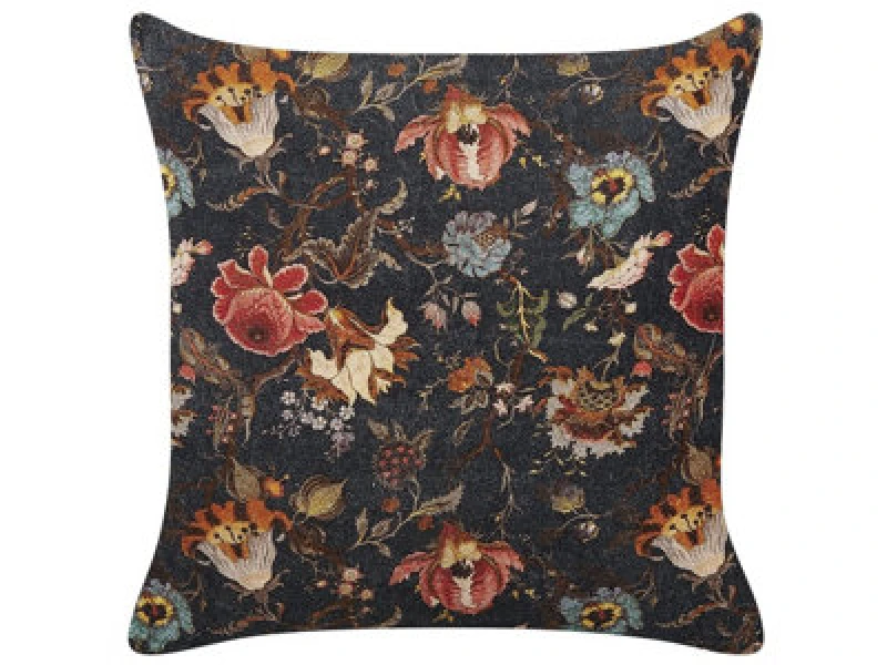 Image of Beliani Throw Cushion Ramonda Velvet 45 X 45cm Multicolour Floral Pattern