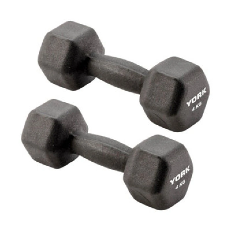 Image of York Neoprene Hex Dumbbells - Durable 2 X 4Kg Set For Home And Gym Workouts