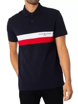 Image of Chest Colourblock Slim Polo Shirt