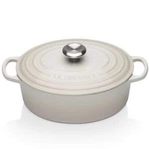 Image of Le Creuset Signature Cast Iron Oval Casserole Dish - 27cm - Meringue