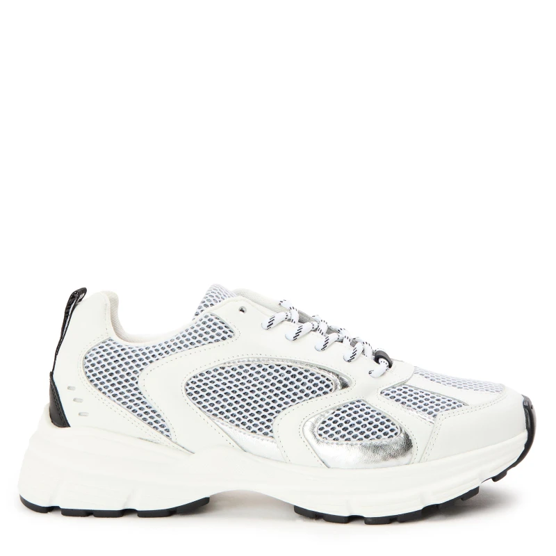 Image of Steve Madden Womens Plaja Low-Top Trainers White/ Silver female 3 (36)
