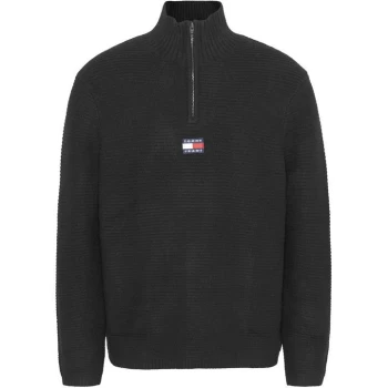 Image of Tommy Jeans Badge half Zip Sweater - Black BDS