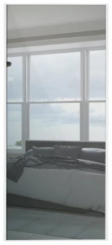 Image of Sliding Wardrobe Door W914mm Silver Frame Mirror.