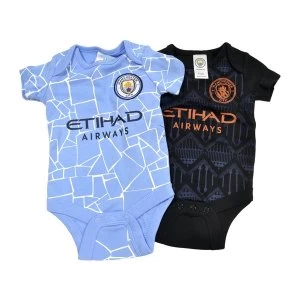 Image of Man City Two Pack Body Suit Home and Away 9-12 Months