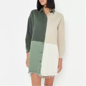 Image of Missguided Oversized Denim Shirt Dress - Green