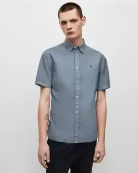 Image of AllSaints Hawthorne Short Sleeve Ramskull Shirt