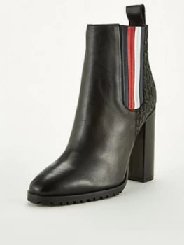 Image of Tommy Hilfiger Sporty Monogram High Boots - Black, Size 7, Women