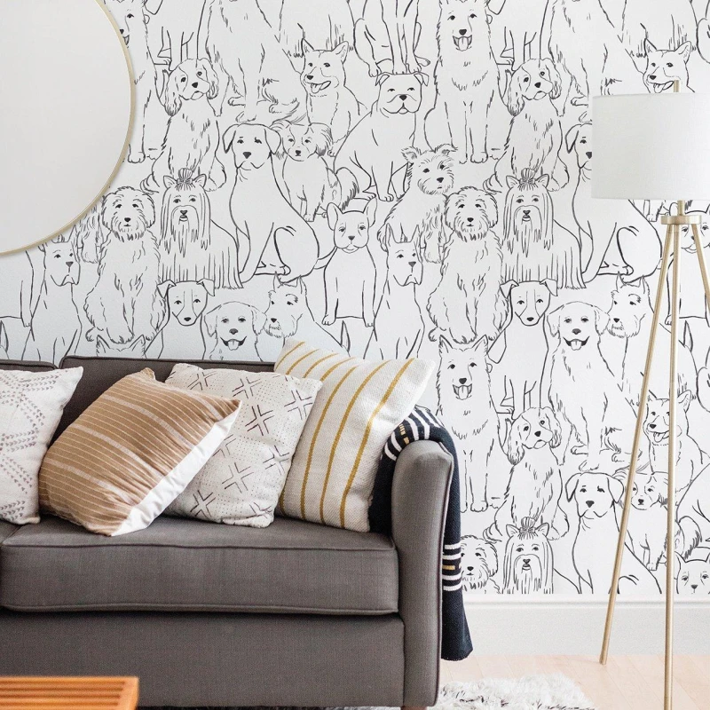 Image of Wall Pops Self Adhesive Wallpaper Paws On Black & White Black & White unisex 52CMX5.49M