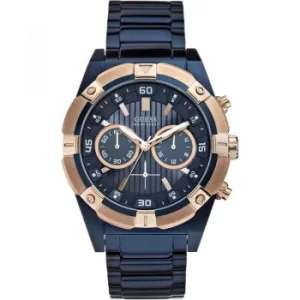 Image of GUESS Mens blue bracelet watch with rose gold details