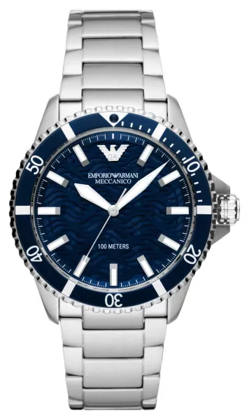 Image of Emporio Armani AR60059 Mens Blue Dial Blue Rigged Bezel Watch