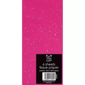 Image of 6 Glitter Tissue Paper Pink