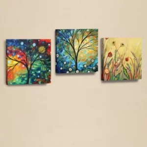 Image of AHM023 Yellow Green Dark Blue Orange Black Decorative PU Leather Painting (3 Pieces)