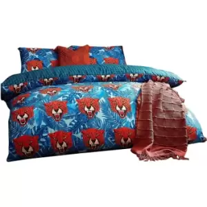 Image of Furn Untamed Cheetah Duvet Cover Set (King) (Blue) - Blue